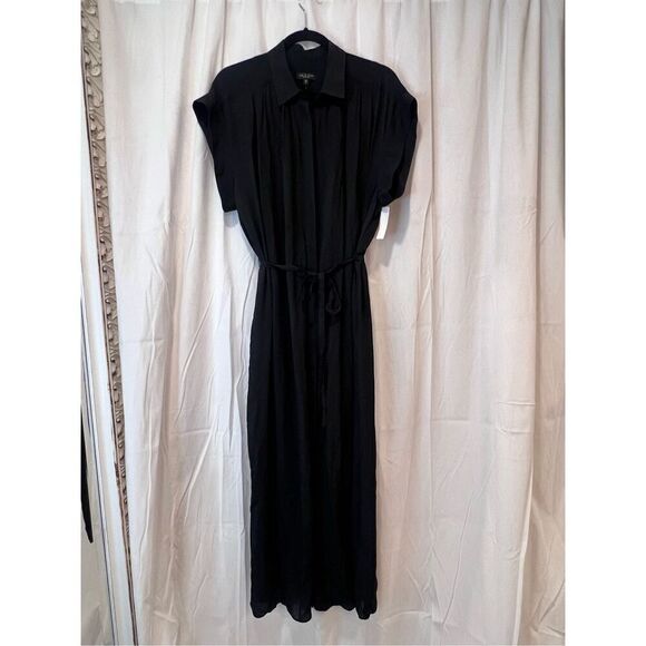 Rag & Bone Women's Black Robin Viscose Tie Waist Shirt Dress Size Large NWOT - Picture 4 of 12